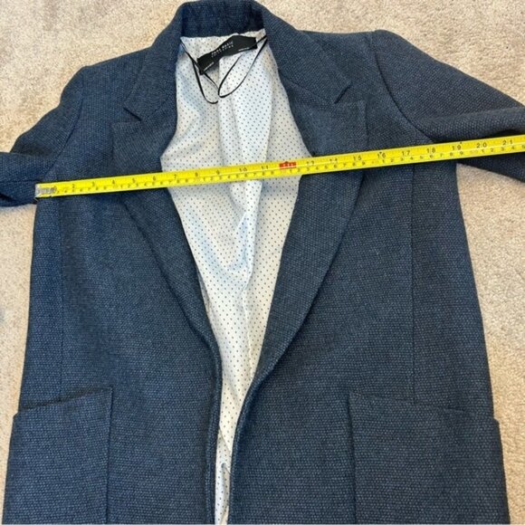 Zara navy blue knit open front blazer pockets Sz S - Picture 6 of 9